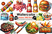 Summer BBQ Party Clipart, an Illustration by Black Bird Studio (Thumbnail 1 of 6)
