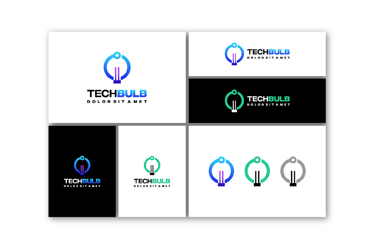 Set of Modern Tech Bulb logo designs, a Branding & Logo Template by Lucky Creative (Photo 5 of 5)