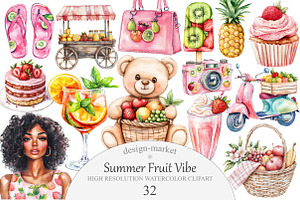 Summer Fruit Vibe Clipart, an Illustration by Design Market