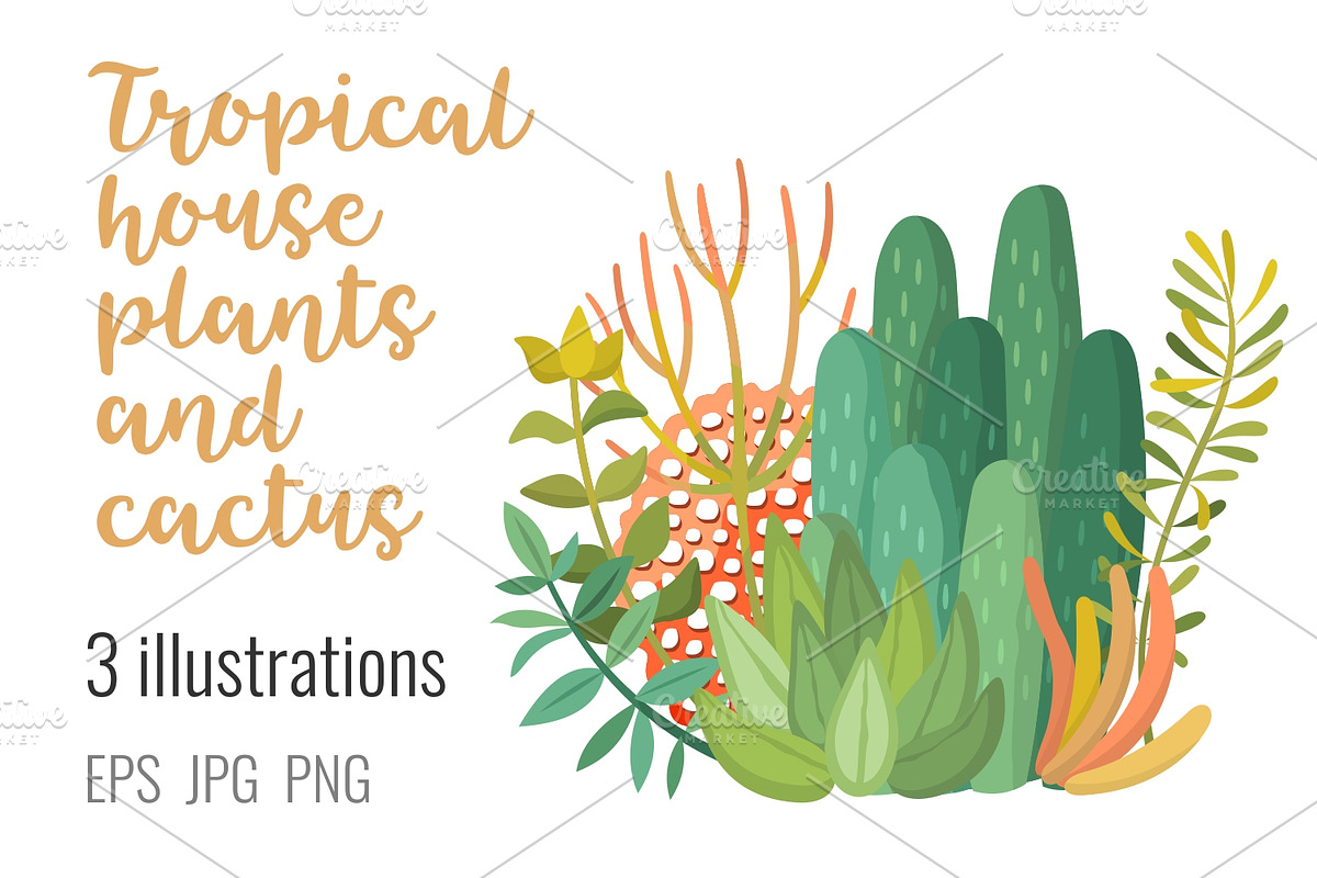 Tropic plants and cactus composition, a Decorative Illustration by Primula`s shop (Photo 2 of 3)