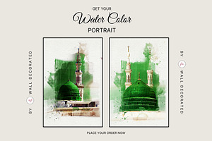 6 Makkah & Madinah Water Color Photo