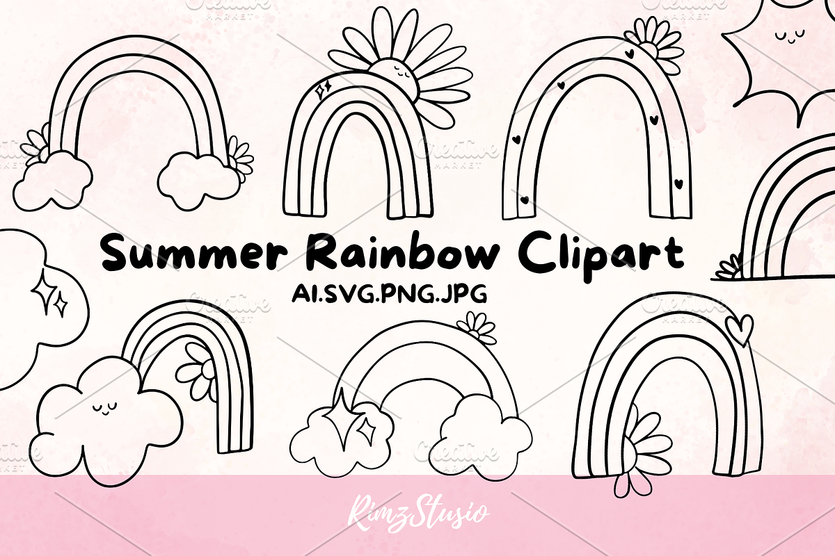 Summer Rainbow Clipart SVG PNG, an Object Illustration by RimzStudio (Photo 1 of 4)