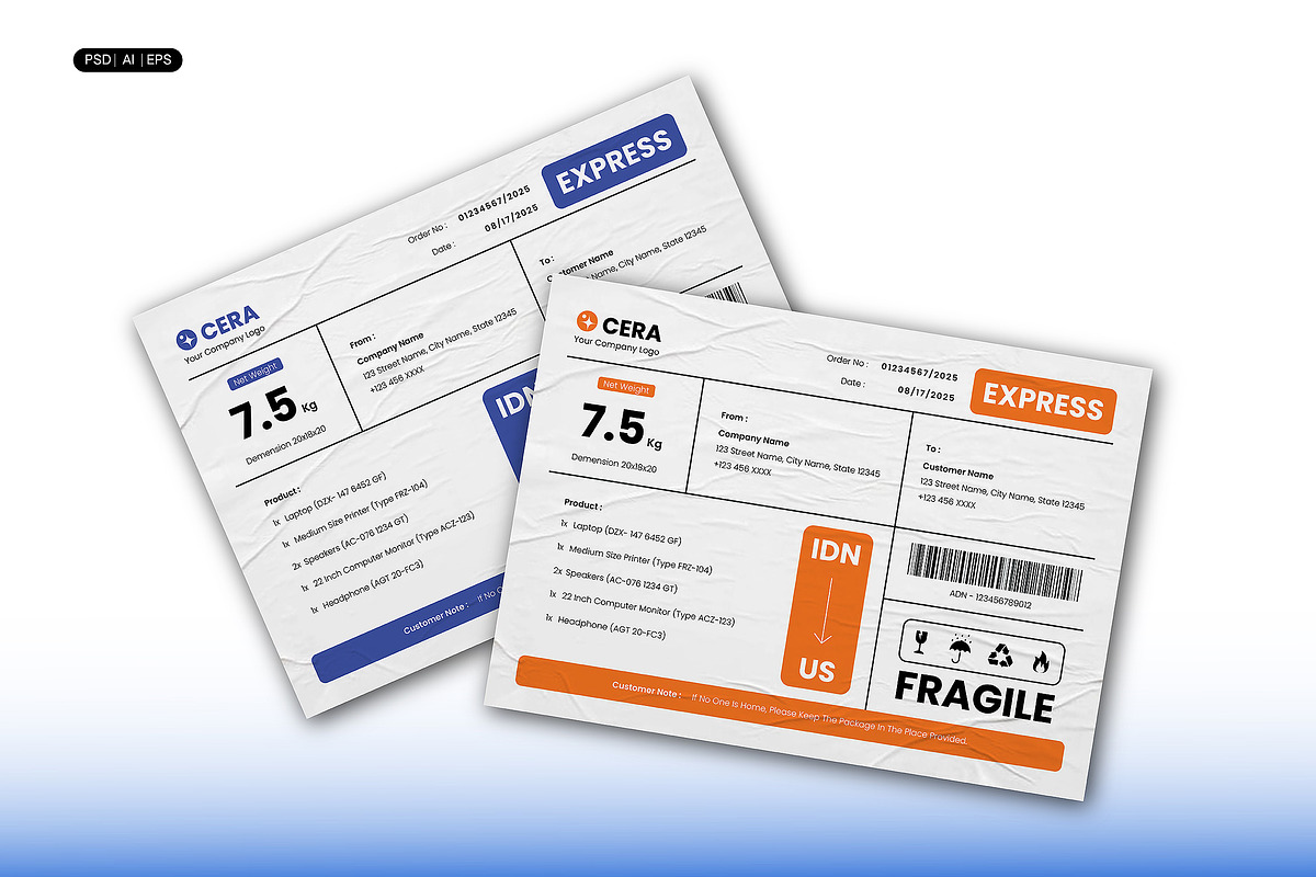 Blue Orange Shipping Fragile Label, a Print Template by Siska Arista (Photo 1 of 3)
