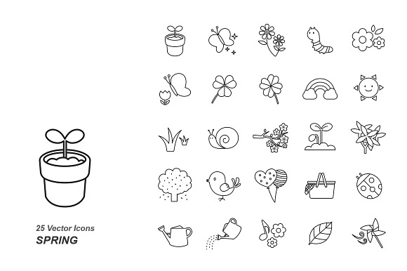Spring Outlines Vector Icons