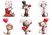 Whimsical Cats Valentines Day Clipar, an Illustration by Daily.Designs (Thumbnail 3 of 8)