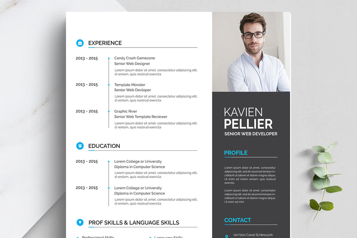 Modern Resume CV Template Design, a Resume Template by Blackcloud_Creations (Photo 4 of 8)