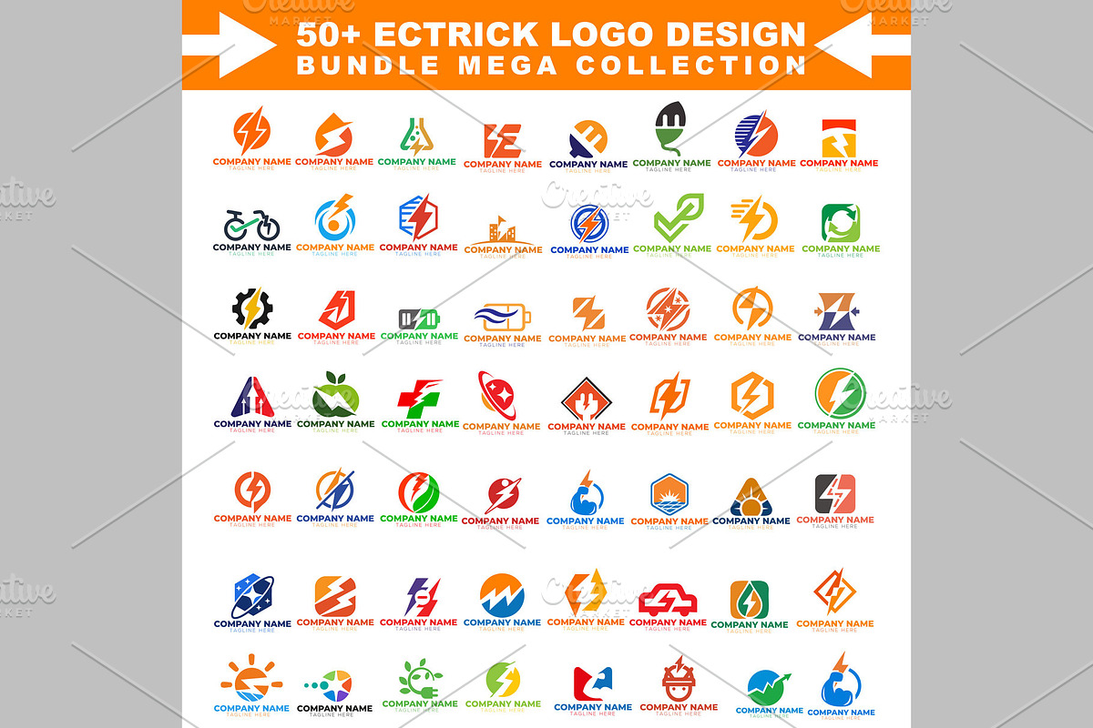 50+ Electric Logo DesignBundle Set, a Branding & Logo Template by ArmanHossen75