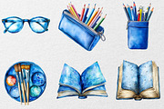 Blue School Clipart, an Illustration by DreamCafeArt (Thumbnail 6 of 7)