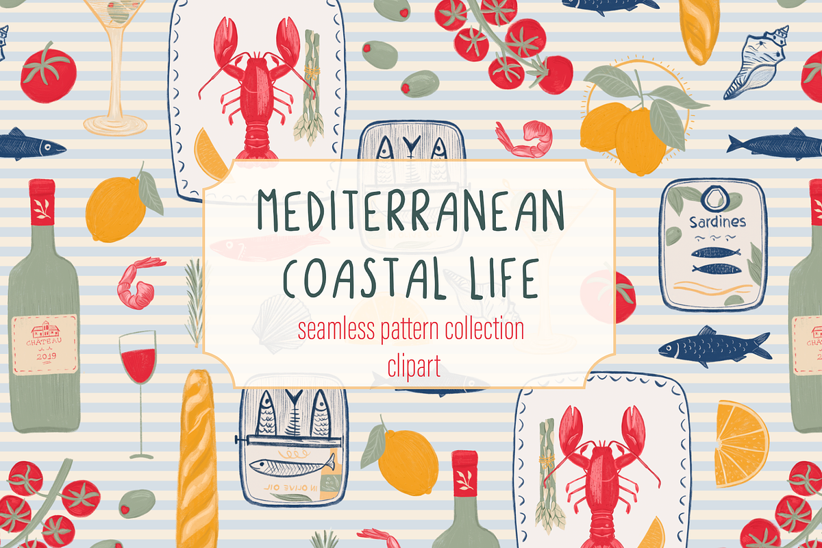 Mediterranean Coastal – Clipart, a Food Illustration by PenguinArtStudio (Photo 1 of 13)