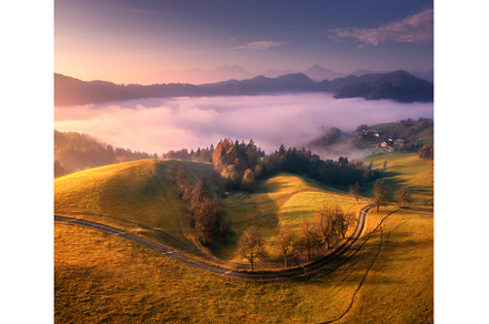 Aerial view alpine meadows and, a Nature Photo by den-belitsky