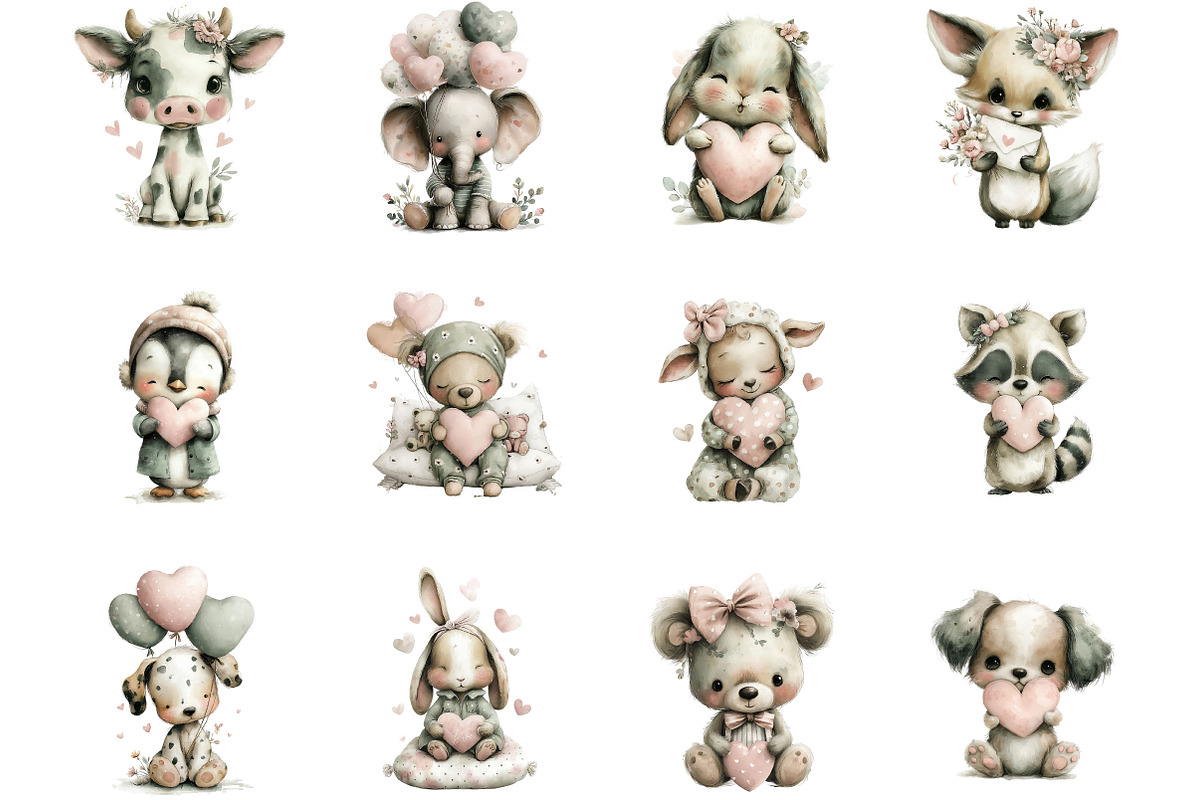 Valentine and Nursery Animals Set, an Illustration by Designking (Photo 3 of 5)