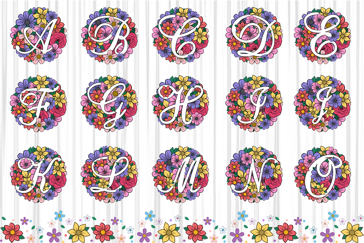 Floral Alphabet, Floral Font SVG, an Object Graphic by D2PUTRI (Photo 27 of 31)