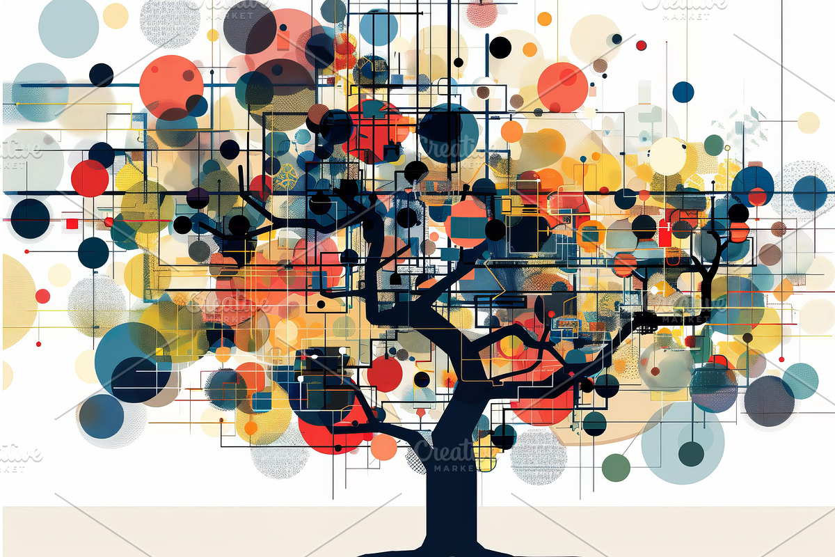Abstract tree growing with colorful, a Technology Illustration by Ylivdesign