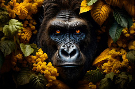 Botanical Gorilla leaves animal, an Animal Photo by Ylivdesign