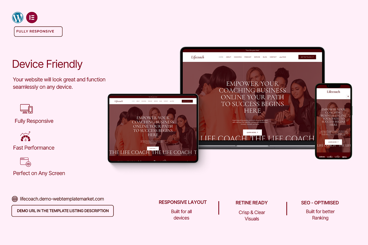 Feminine Coaching Website Template, a WordPress Template by Web Template Market (Photo 4 of 9)