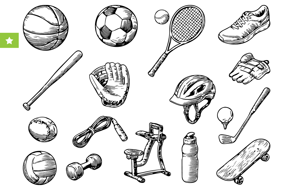 Vintage Sports Equipment Set, an Object Graphic by RT Studio (Photo 1 of 4)