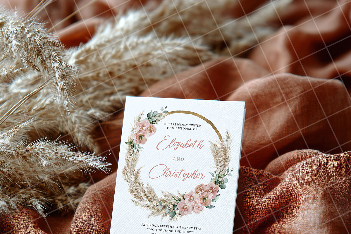 Boho 5x7 Invitation card mockup PSD, an Advertising Mockup by Blush Roses Print (Photo 8 of 8)