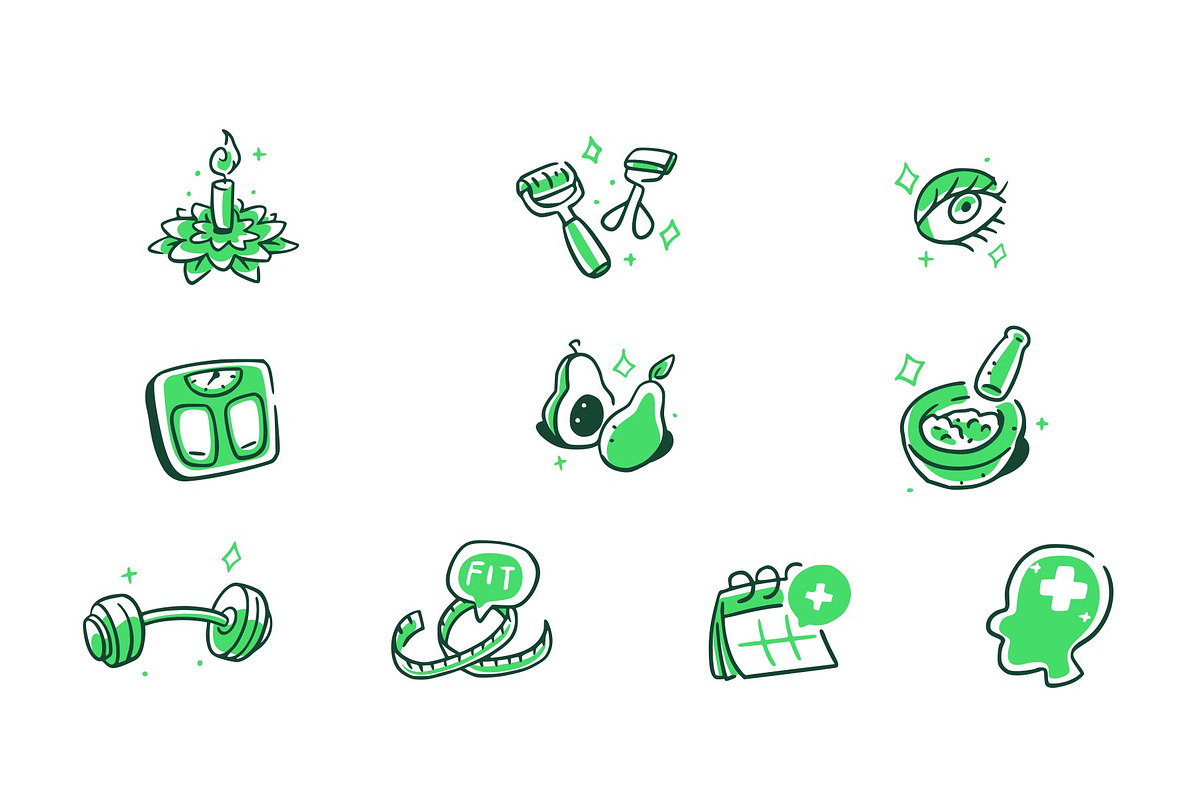 Health & Wellness Doodle Icon Set, an Object Illustration by SLAB! Design (Photo 3 of 3)