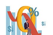 Zero interest rate decline. Falling, a Finance Illustration by YummyBuum (Thumbnail 3 of 3)