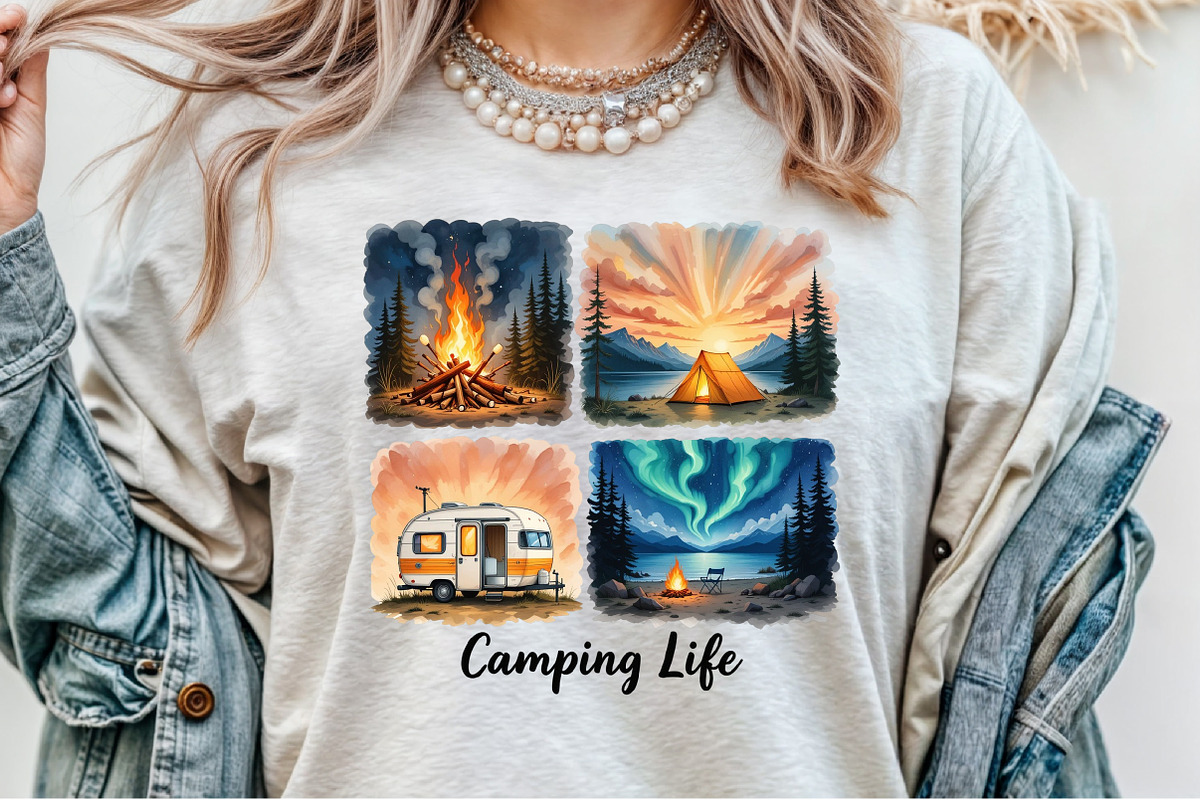 Brushstroke Camping Sublimation PNG, an Illustration by Sublimation Artist (Photo 2 of 9)
