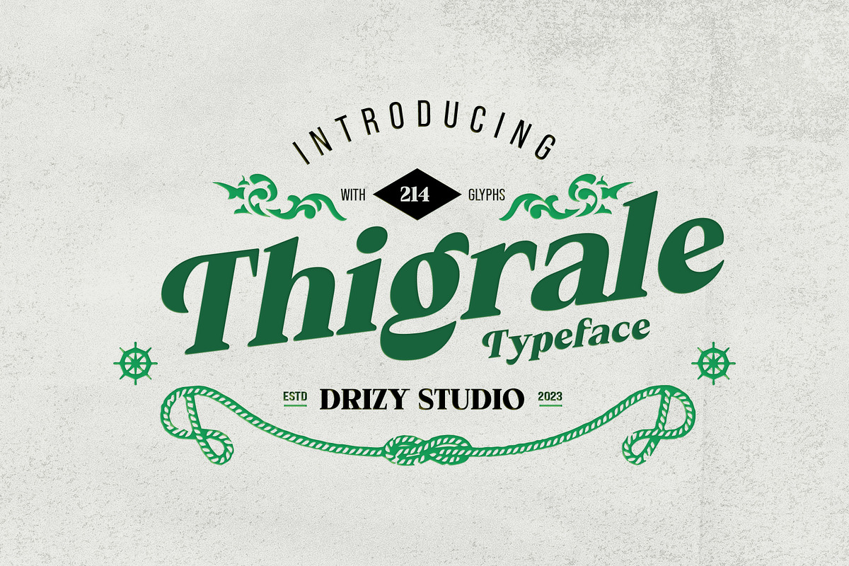Thigrale – Classic Old Vintage Font, a Sans Serif Font by Drizy (Photo 1 of 10)