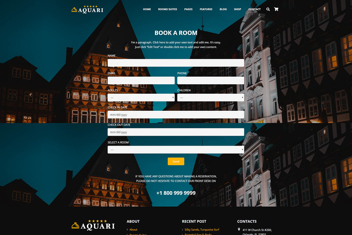 Aquari - Hotel, Resoft & Business, a WordPress Template by Cherry Wordpress Theme (Photo 7 of 10)