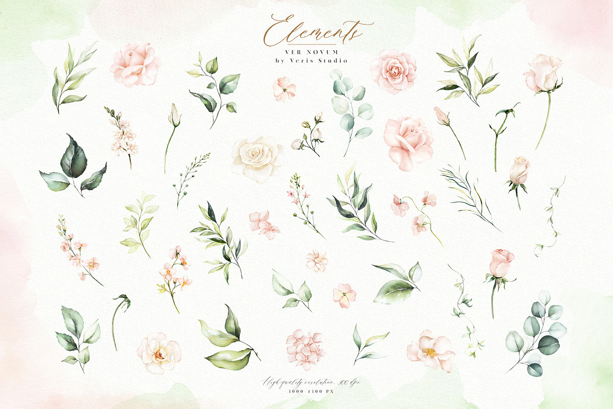 Watercolor Blush Floral Alphabet Set, a Decorative Illustration by Veris Studio (Photo 16 of 24)