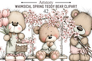 Whimsical Spring Teddy Bear Clipart, an Illustration by designcity5 (Thumbnail 1 of 5)