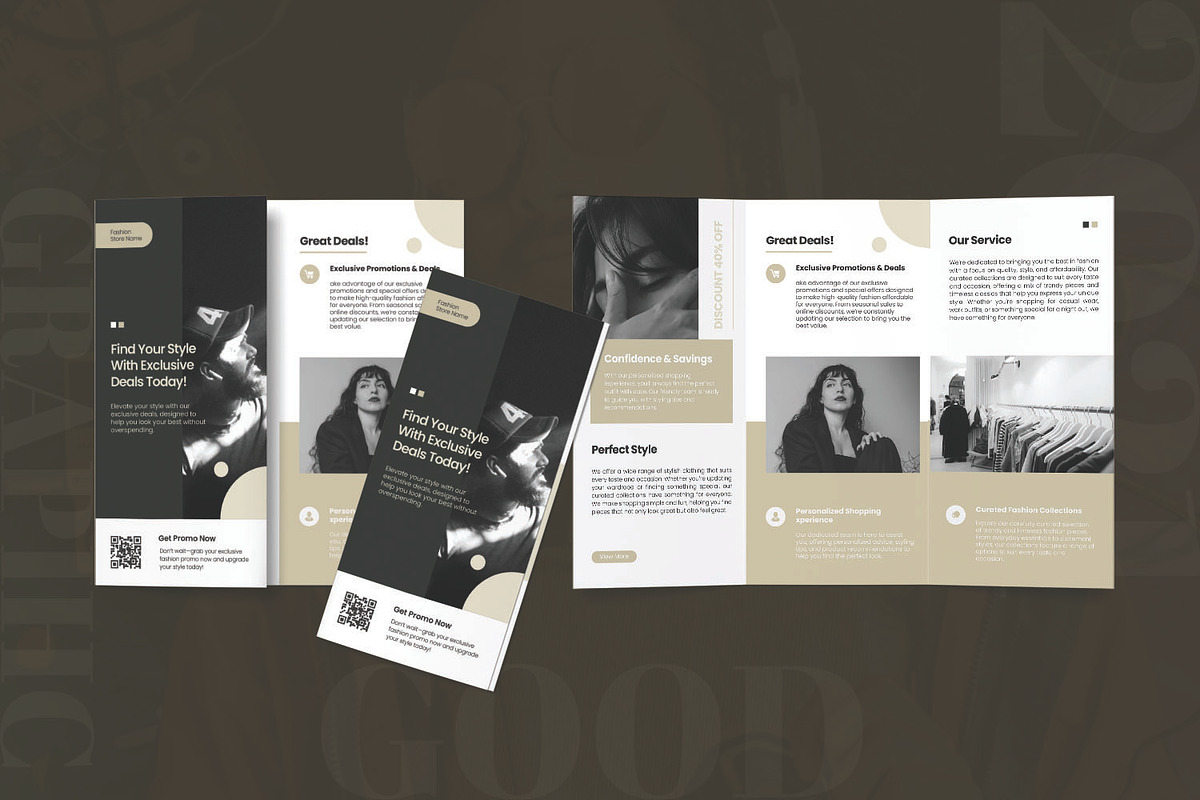 Minimalist Fashion  Trifold Brochure, a Brochure Template by AQR Studio (Photo 2 of 2)