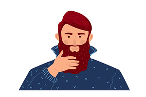 Adult Beard Man Face Portrait Vector