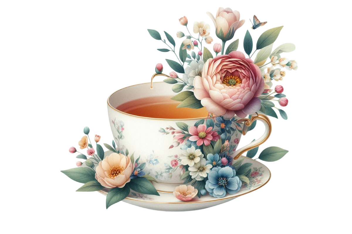 Watercolor Floral Tea Cup Clipart, a Graphic by Designking (Photo 5 of 6)