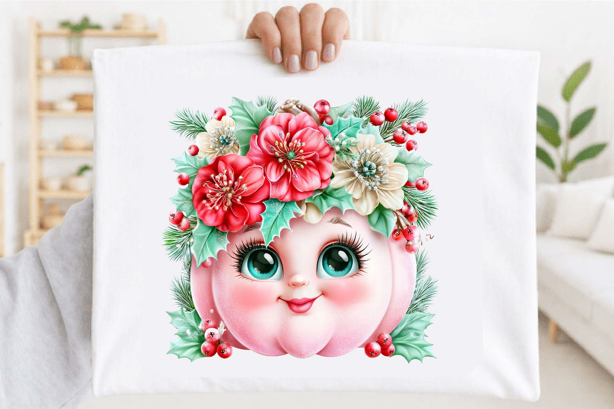 Christmas Flower Pumpkin Clipart PNG, a Seasonal Illustration by SVGArt (Photo 4 of 5)