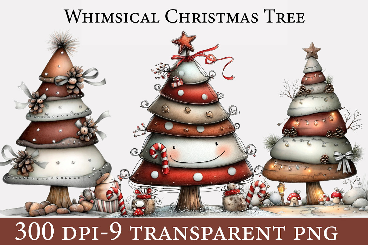 Whimsical Christmas Tree clipart, an Illustration by Designworld (Photo 1 of 6)