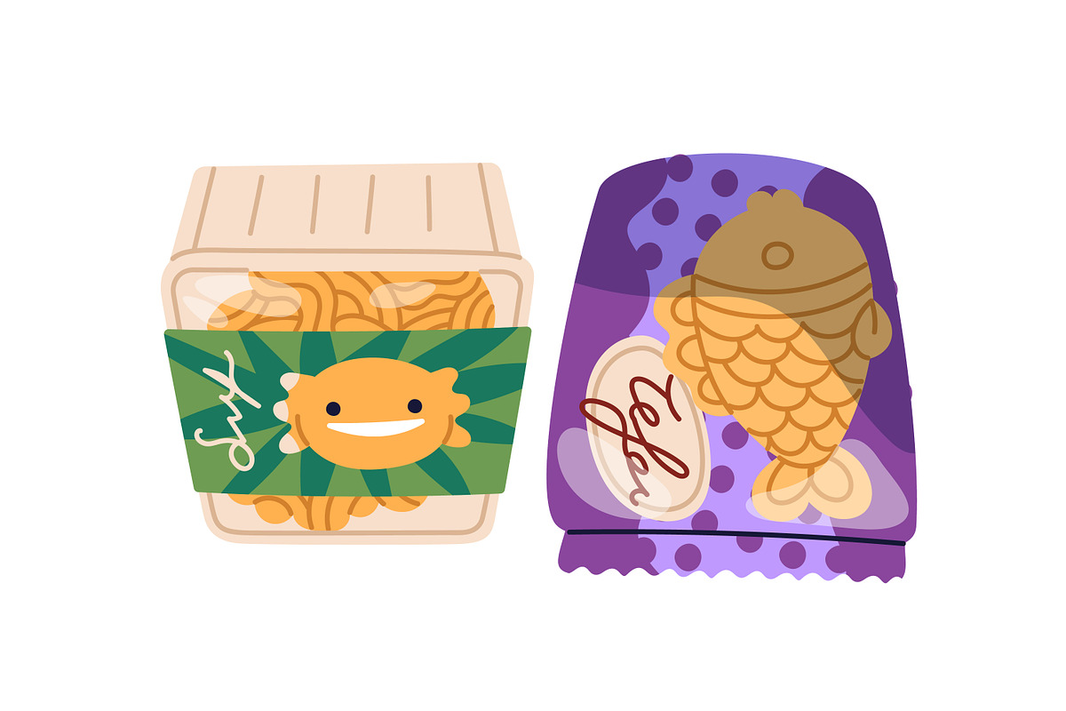 Asian food products, snacks set, a Food Illustration by Good Studio (Photo 6 of 6)