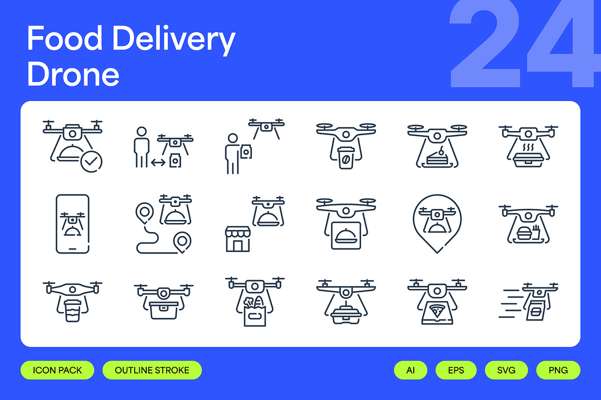 Food Delivery Drone Icon Set, a Duotone Icon by Eklip Studio (Photo 1 of 4)