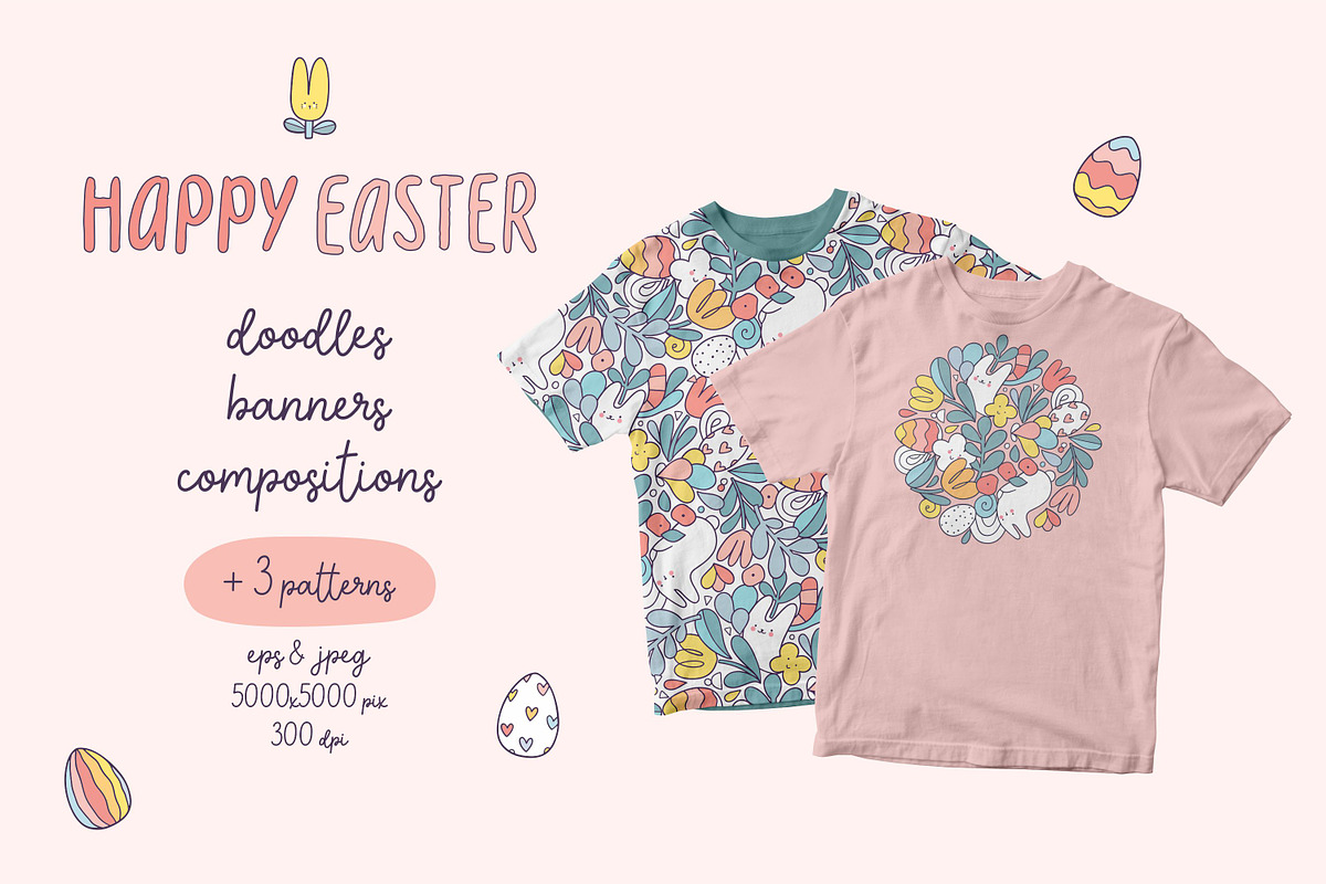 Happy Easter doodles and patterns, an Illustration by kostolom3ooo (Photo 3 of 11)
