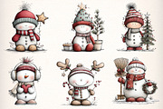 Whimsical Christmas Snowman Clipart, an Illustration by Dream Creation (Thumbnail 3 of 7)