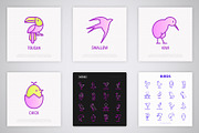Birds | 16 Thin Line Icons Set, an Outline Icon by Alex Blogoodf (Thumbnail 6 of 7)