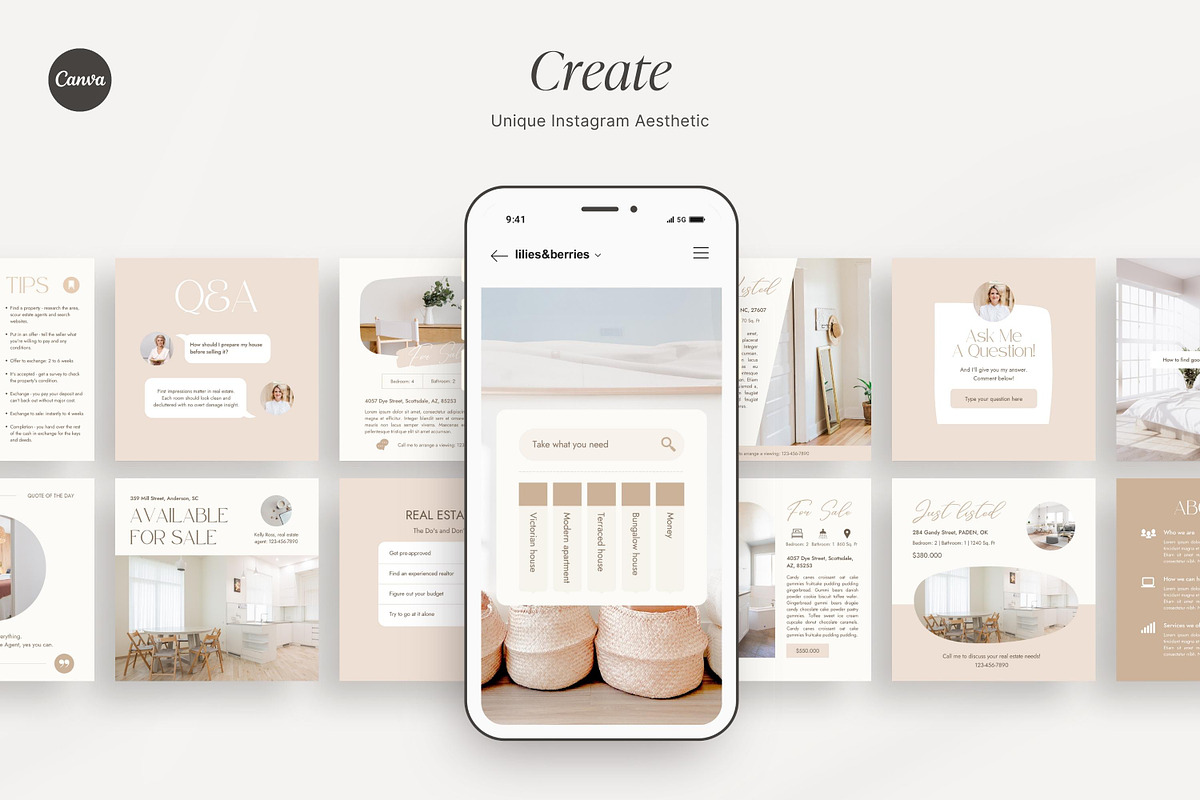 Real Estate Instagram Post Template, a Social Media Template by LiliesandBerries (Photo 12 of 22)
