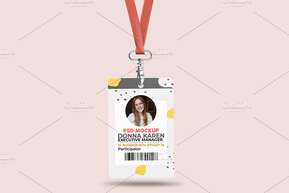 ID Card With Lanyard PSD Mockup, an Object Graphic by Sinlatown (Photo 2 of 8)