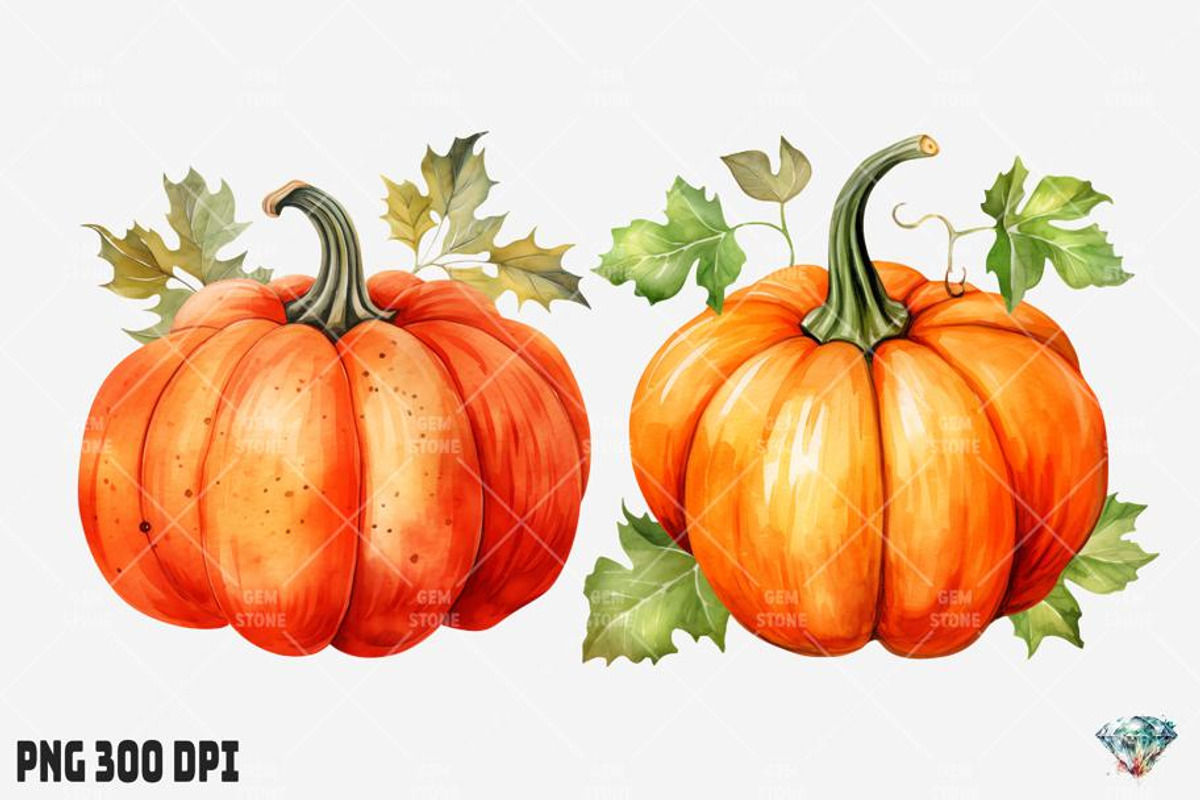 Halloween Pumpkin Watercolor, an Illustration by Gemstone (Photo 8 of 12)