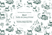 Deer Toile de Jouy Pattern, a Background Graphic by Hughes Studio (Thumbnail 1 of 7)