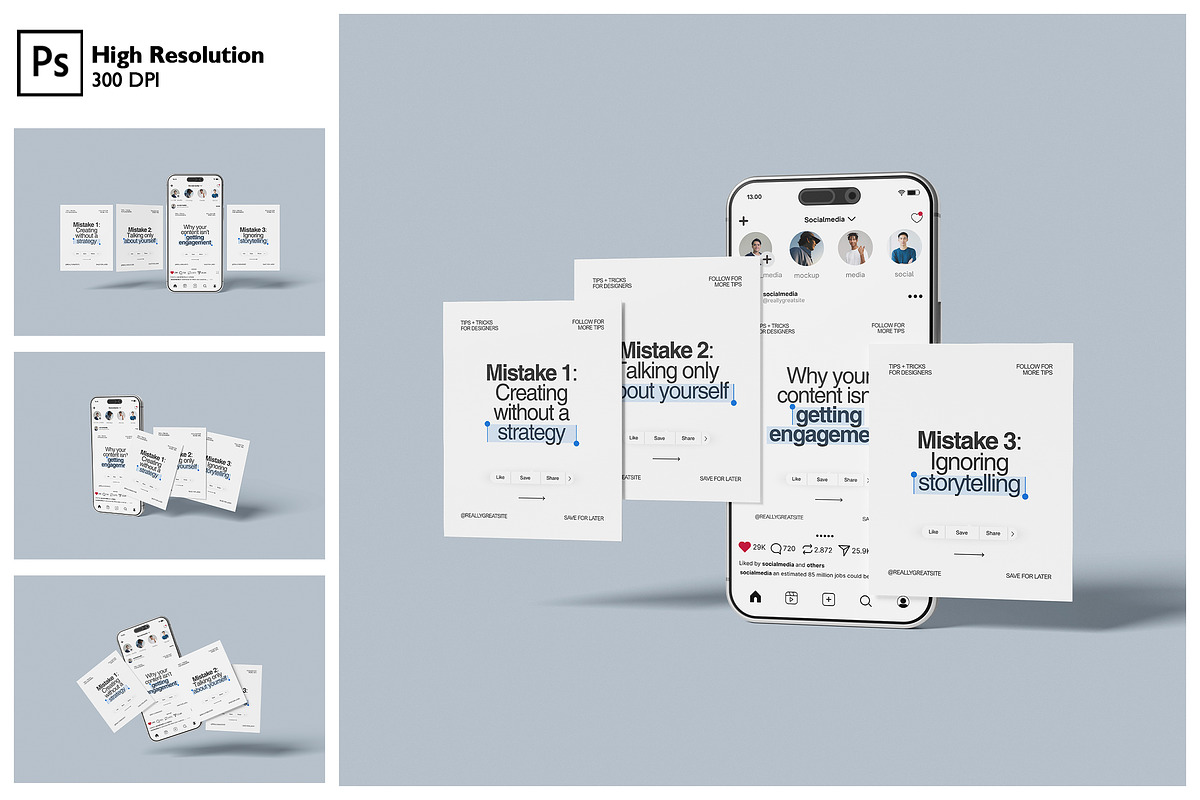 Social Post & Phone Screen Mockup, a Merchandise Mockup by Gatamotion (Photo 1 of 5)