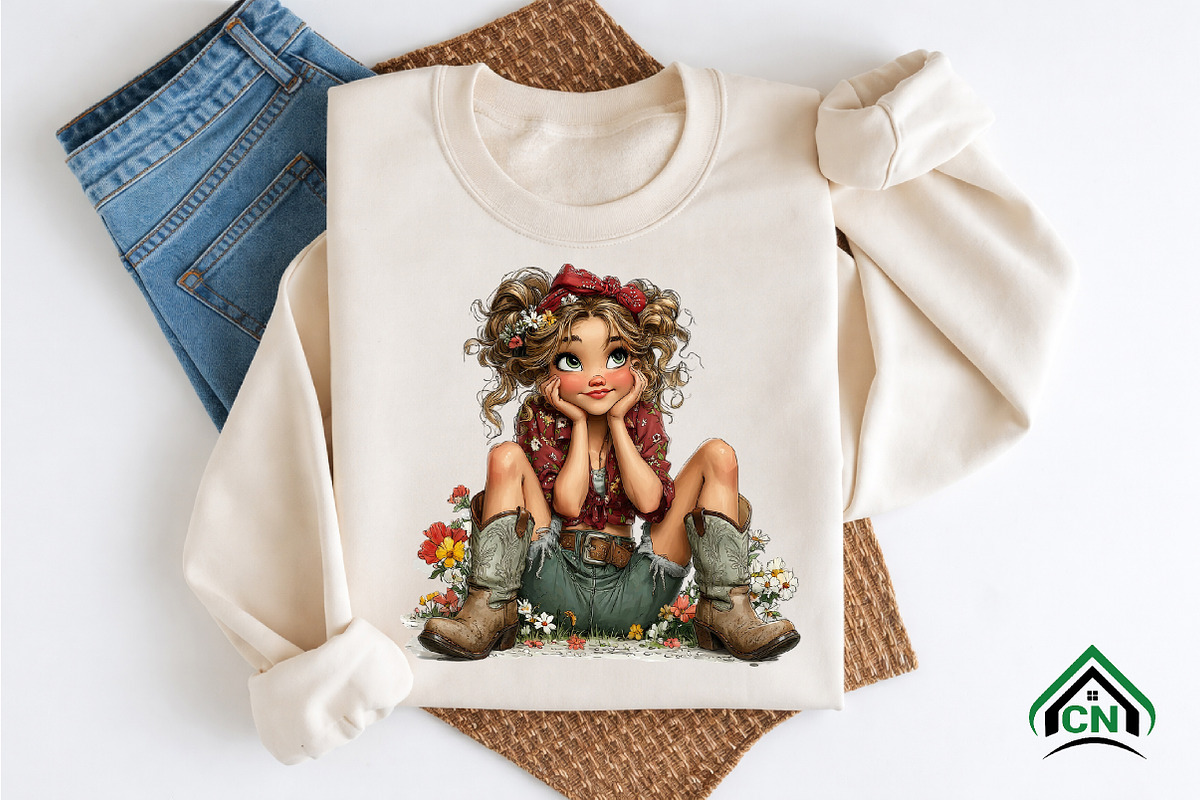 Whimsical Spring Western Girl Clipar, an Illustration by Craft Nest (Photo 8 of 12)
