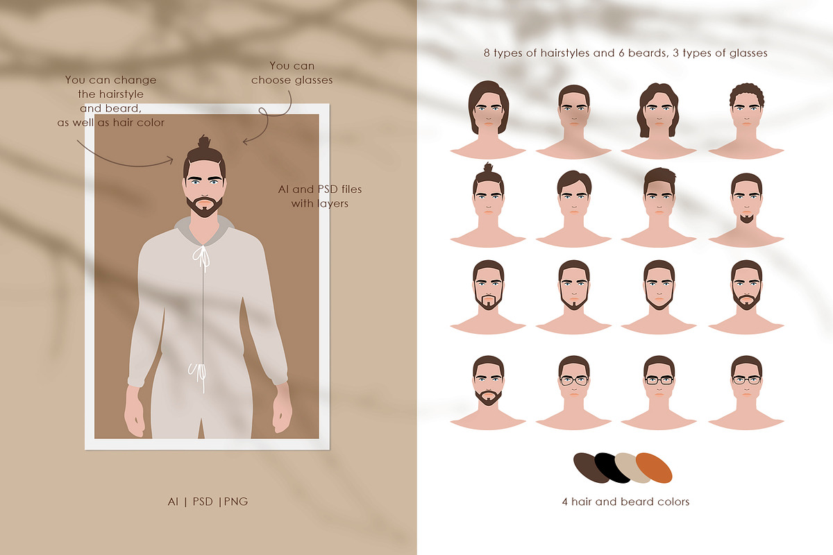 Portrait Creator - Man, a Person Illustration by PatrushevaYana (Photo 2 of 7)