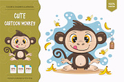 Cartoon Monkey. Tshirt, PNG., an Animal Illustration by KENO Mascots (Thumbnail 1 of 3)