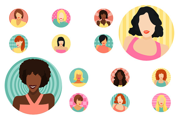 Female Avatars Set 52 Icons