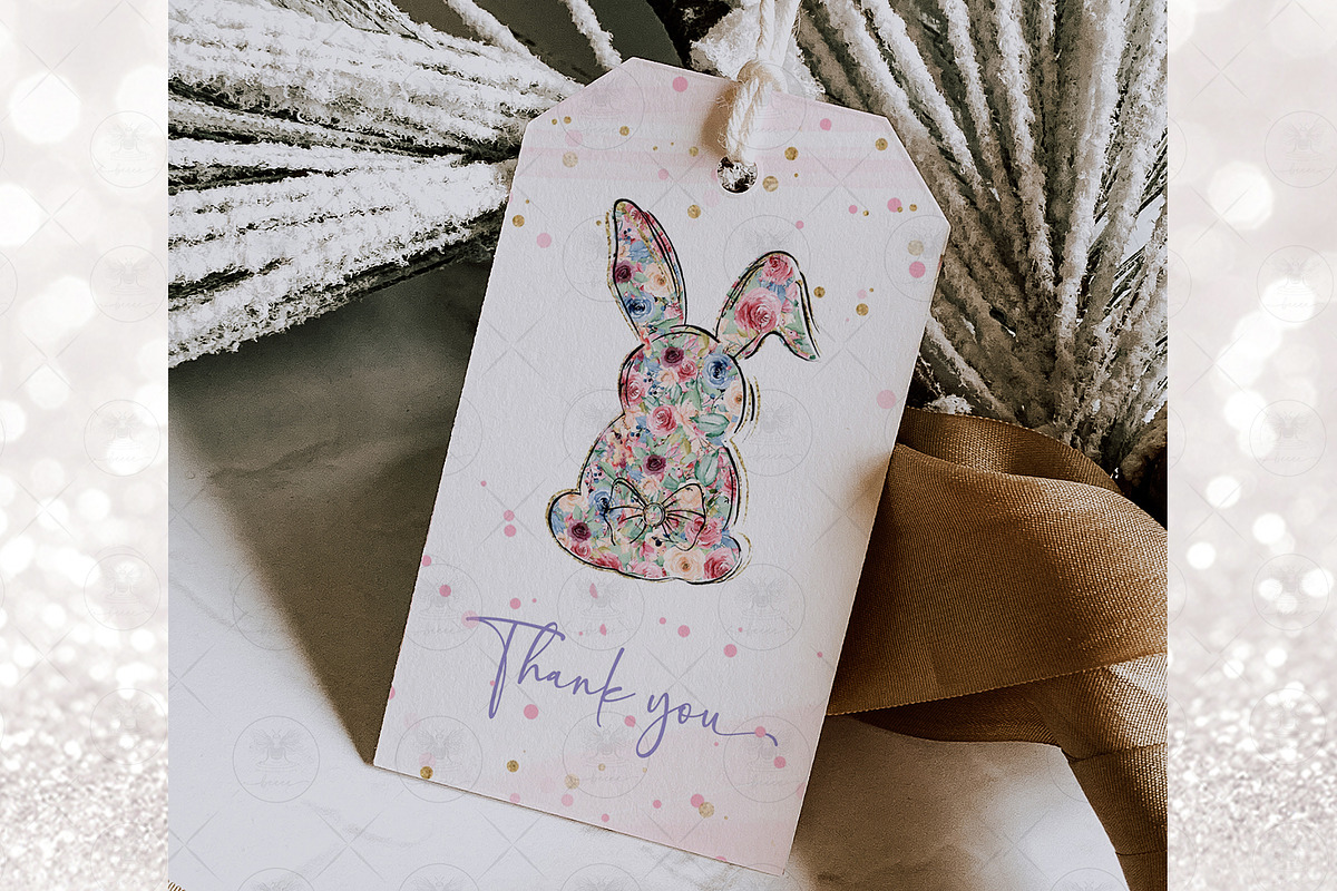 Bunny Floral Bow Easter Clipart, an Illustration by BigCakeBee (Photo 4 of 5)