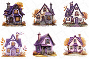 Purple Autumn Cottage Home Clipart, an Illustration by DreamPrint404 (Thumbnail 4 of 6)