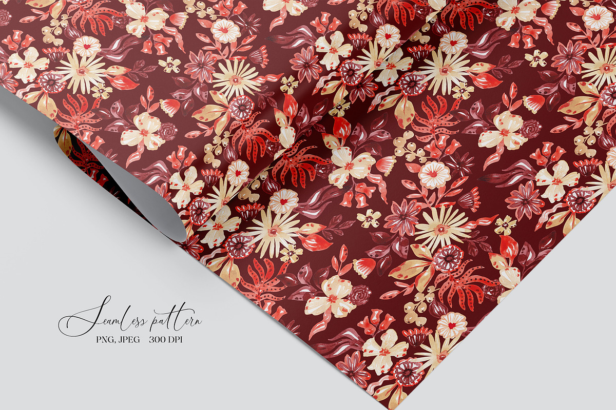 Watercolor Autumn Floral Pattern, a Pattern Graphic by SirenaArt (Photo 9 of 12)